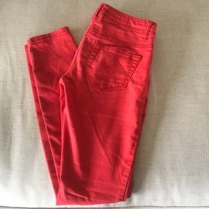Red skinny jeans